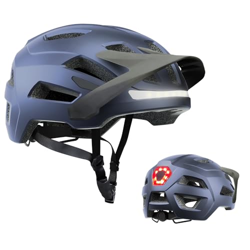 Fahrradhelm, Mountainbike-Helme für Männer und Frauen, Vorder- und Rückseiten-LED-Leuchten Sicherer zertifizierter MTB-Straßenfahrradhelm mit Verstellbarer Krempe Fahrradhelm, Mountainbike-Helme für Männer und Frauen, Vorder- und Rückseiten-LED-Leuchten Sicherer zertifizierter MTB-Straßenfahrradhelm mit Verstellbarer Krempe von Shineled