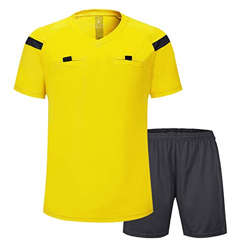 SHINESTONE Herren-Schiedsrichter-Trikot, für Fußball, Kurze Ärmel (Yellow, XL) von SHINESTONE