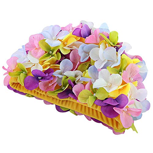 Shiningbaby Badekappe für Mädchen, 3D Blütenblatt Retro Style Badekappen von Shiningbaby