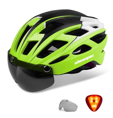 Shinmax Fahrradhelm Herren Damen Fahrradhelm mit Visier Magnetische Abnehmbarer Schutzbrille Fahrradhelme mit Licht Erwachsene Radhelm Cityhelm Einstellbarer Atmungsaktiv Sicherheitsschutz MTB Helm von Shinmax