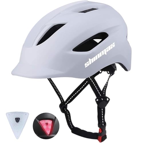 Fahrradhelm Herren Damen Shinmax Fahrradhelm mit Licht Urban Pendler Tragbare Tasche Helm Fahrrad mit Visier CE-zertifiziert Mountainbike Helm Reflektierender Riemen Rennradhelm für Erwachsene 57-62CM von Shinmax