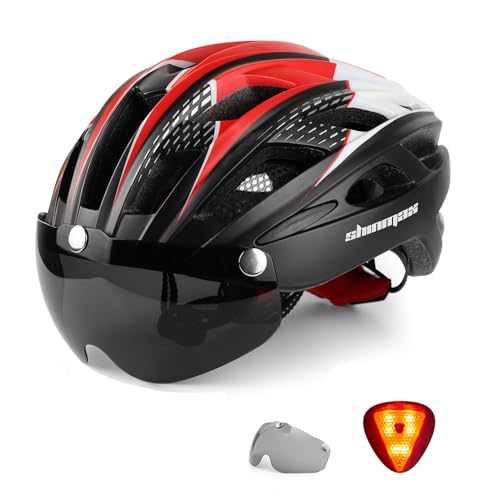 Shinmax Fahrradhelm Herren Damen Fahrradhelm mit Visier Abnehmbarer Schutzbrille MTB Helm mit Licht Männer Frauen Mountainbike Helm Mountain Road Fahrradhelme Einstellbarer Sicherheitsschutz NR-096 Shinmax Fahrradhelm Herren Damen Fahrradhelm mit Visier Abnehmbarer Schutzbrille MTB Helm mit Licht Männer Frauen Mountainbike Helm Mountain Road Fahrradhelme Einstellbarer Sicherheitsschutz NR-096 von Shinmax