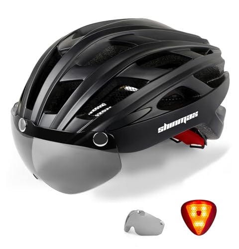 Shinmax Fahrradhelm Herren Damen Fahrradhelm mit Visier Abnehmbarer Schutzbrille MTB Helm mit Licht Männer Frauen Mountainbike Helm Mountain Road Fahrradhelme Einstellbarer Sicherheitsschutz NR-096 Shinmax Fahrradhelm Herren Damen Fahrradhelm mit Visier Abnehmbarer Schutzbrille MTB Helm mit Licht Männer Frauen Mountainbike Helm Mountain Road Fahrradhelme Einstellbarer Sicherheitsschutz NR-096 von Shinmax