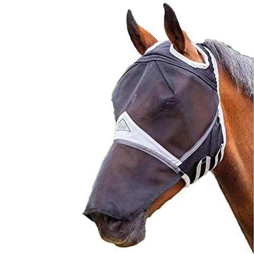 Shires Fine Mesh with Ear Holes and Nose Fly Mask Full Size Black Orange von Shires