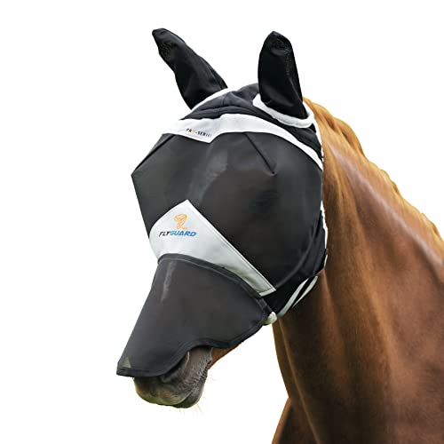 Shires Fliegenmaske mit Ohren und langem Nasenteil für Pferde, Netzstoff, schwarz Shires Fliegenmaske mit Ohren und langem Nasenteil für Pferde, Netzstoff, schwarz von Shires