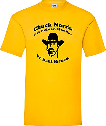 Chuck Norris isst keinen Honig… Er kaut Bienen. Kult T-Shirt,Größe L,gelb von Shirt-Instyle