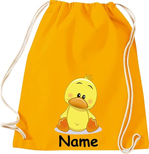 ShirtInStyle Gym Sack Kinder Turnbeutel Tiere Ente Küken mit Wunschnamen, Beutel Tasche Hort Kita, Farbe Mustard ShirtInStyle Gym Sack Kinder Turnbeutel Tiere Ente Küken mit Wunschnamen, Beutel Tasche Hort Kita, Farbe Mustard von ShirtInStyle