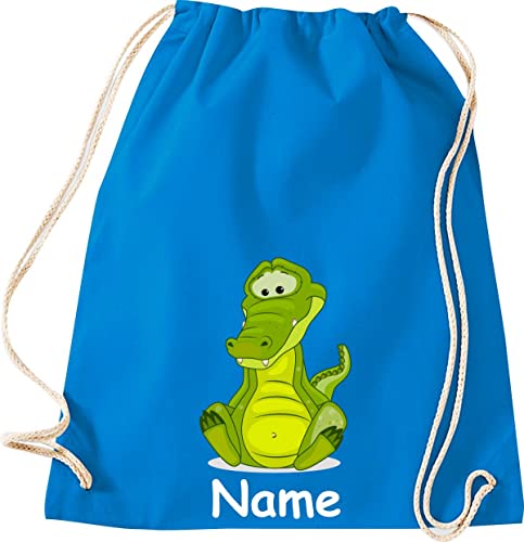 ShirtInStyle Gym Sack Kinder Turnbeutel Tiere Krokodil mit Wunschnamen, Beutel Tasche Hort Kita, Farbe Sapphire ShirtInStyle Gym Sack Kinder Turnbeutel Tiere Krokodil mit Wunschnamen, Beutel Tasche Hort Kita, Farbe Sapphire von ShirtInStyle