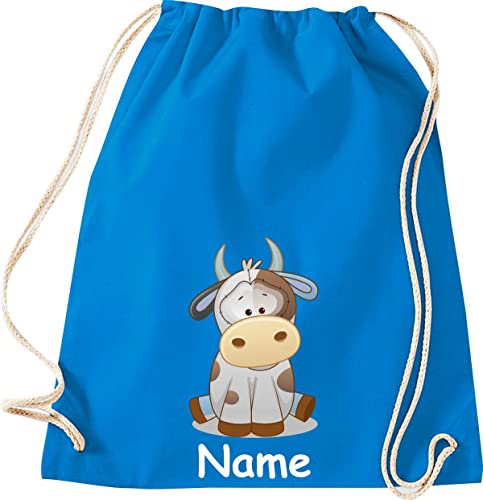 ShirtInStyle Gym Sack Kinder Turnbeutel Tiere Kuh mit Wunschnamen, Beutel Tasche Hort Kita, Farbe Sapphire ShirtInStyle Gym Sack Kinder Turnbeutel Tiere Kuh mit Wunschnamen, Beutel Tasche Hort Kita, Farbe Sapphire von ShirtInStyle