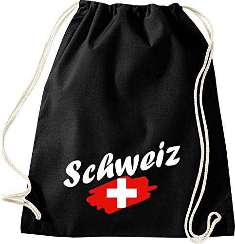 ShirtInStyle Gym Sack Turnbeutel Schweiz Flagge, Land, Urlaub Heimat Familie Länder, Farbe Schwarz ShirtInStyle Gym Sack Turnbeutel Schweiz Flagge, Land, Urlaub Heimat Familie Länder, Farbe Schwarz von ShirtInStyle