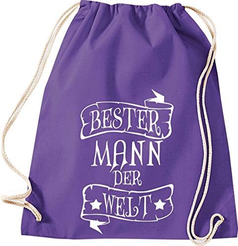 ShirtInStyle Turnbeutel, Bester Mann Der Welt, Gymsack, Tasche, Beutel, Shopper, Spruch Familie Freunde Dankeschön, Farbe Purple ShirtInStyle Turnbeutel, Bester Mann Der Welt, Gymsack, Tasche, Beutel, Shopper, Spruch Familie Freunde Dankeschön, Farbe Purple von ShirtInStyle