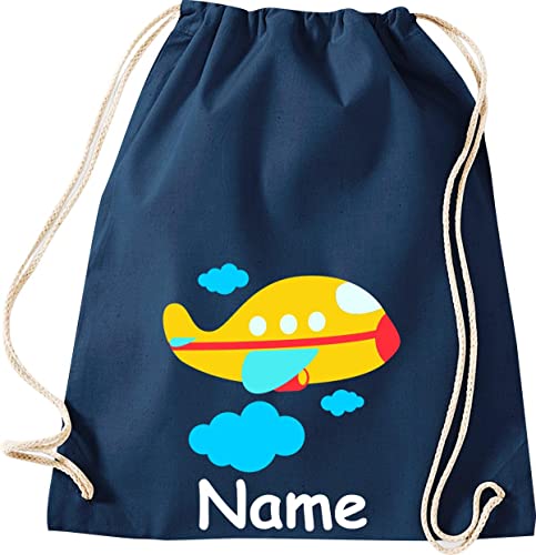 ShirtInStyle Turnbeutel, Flugzeug mit Wunschnamen, Kinder, Stoffbeutel, Kinderrucksack, Jute, Gymsack, Farbe Blau ShirtInStyle Turnbeutel, Flugzeug mit Wunschnamen, Kinder, Stoffbeutel, Kinderrucksack, Jute, Gymsack, Farbe Blau von ShirtInStyle