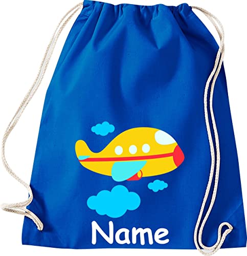 ShirtInStyle Turnbeutel, Flugzeug mit Wunschnamen, Kinder, Stoffbeutel, Kinderrucksack, Jute, Gymsack, Farbe Royal ShirtInStyle Turnbeutel, Flugzeug mit Wunschnamen, Kinder, Stoffbeutel, Kinderrucksack, Jute, Gymsack, Farbe Royal von ShirtInStyle