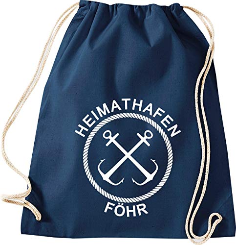 ShirtInStyle Turnbeutel, Heimathafen Föhr Sprüche Spruch, Urlaub See Hafen Strand Familie, Farbe Blau ShirtInStyle Turnbeutel, Heimathafen Föhr Sprüche Spruch, Urlaub See Hafen Strand Familie, Farbe Blau von ShirtInStyle