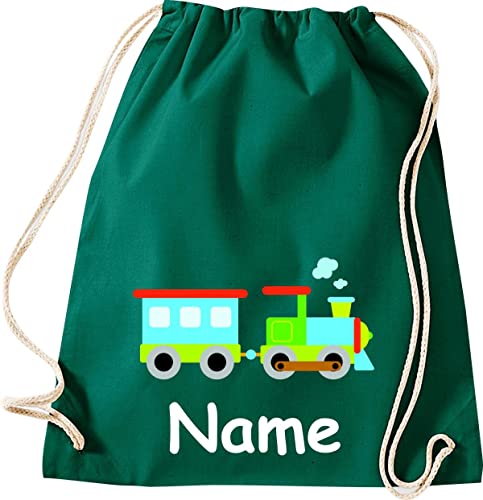 ShirtInStyle Turnbeutel, Lokomotive Lok mit Wunschnamen, Kinder, Stoffbeutel, Kinderrucksack, Jute, Gymsack, Farbe Gruen ShirtInStyle Turnbeutel, Lokomotive Lok mit Wunschnamen, Kinder, Stoffbeutel, Kinderrucksack, Jute, Gymsack, Farbe Gruen von ShirtInStyle