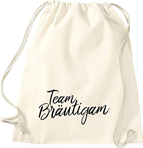 ShirtInStyle Turnbeutel, Team Bräutigam, Junggesellen Abschied Hochzeit Herz Gym Sack Tasche Beutel, Farbe Natur von ShirtInStyle