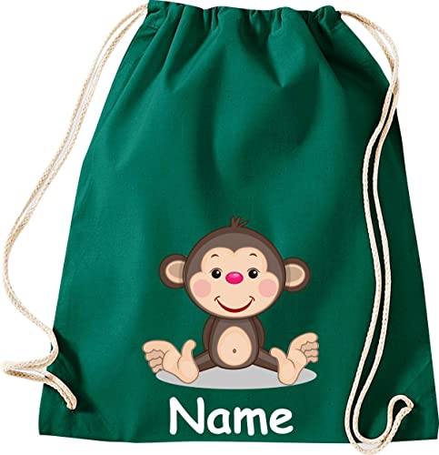 ShirtInStyle Turnbeutel, Tiere AFFE mit Wunschnamen, Kinder, Stoffbeutel, Kinderrucksack, Jute, Gymsack, Farbe Gruen ShirtInStyle Turnbeutel, Tiere AFFE mit Wunschnamen, Kinder, Stoffbeutel, Kinderrucksack, Jute, Gymsack, Farbe Gruen von ShirtInStyle