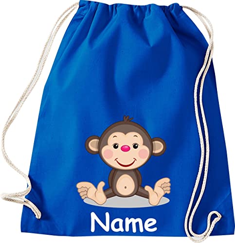 ShirtInStyle Turnbeutel, Tiere AFFE mit Wunschnamen, Kinder, Stoffbeutel, Kinderrucksack, Jute, Gymsack, Farbe Royal ShirtInStyle Turnbeutel, Tiere AFFE mit Wunschnamen, Kinder, Stoffbeutel, Kinderrucksack, Jute, Gymsack, Farbe Royal von ShirtInStyle
