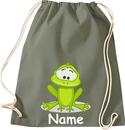 ShirtInStyle Turnbeutel, Tiere Frosch mit Wunschnamen, Kinder, Stoffbeutel, Kinderrucksack, Jute, Gymsack, Farbe Olive ShirtInStyle Turnbeutel, Tiere Frosch mit Wunschnamen, Kinder, Stoffbeutel, Kinderrucksack, Jute, Gymsack, Farbe Olive von ShirtInStyle