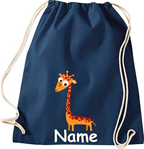 ShirtInStyle Turnbeutel, Tiere Giraffe mit Wunschnamen, Kinder, Stoffbeutel, Kinderrucksack, Jute, Gymsack, Farbe Blau ShirtInStyle Turnbeutel, Tiere Giraffe mit Wunschnamen, Kinder, Stoffbeutel, Kinderrucksack, Jute, Gymsack, Farbe Blau von ShirtInStyle