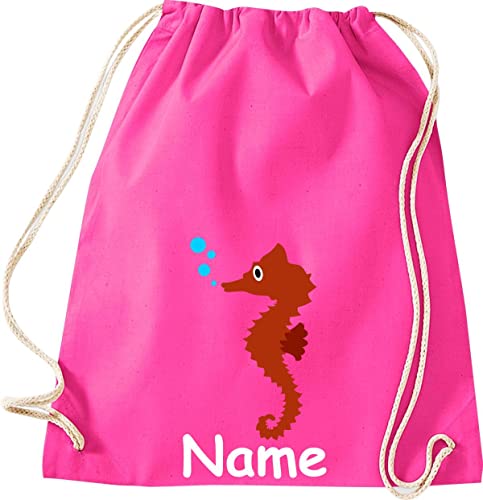 ShirtInStyle Turnbeutel, Tiere Seepferdchen mit Wunschnamen, Kinder, Stoffbeutel, Kinderrucksack, Jute, Gymsack, Farbe Pink ShirtInStyle Turnbeutel, Tiere Seepferdchen mit Wunschnamen, Kinder, Stoffbeutel, Kinderrucksack, Jute, Gymsack, Farbe Pink von ShirtInStyle