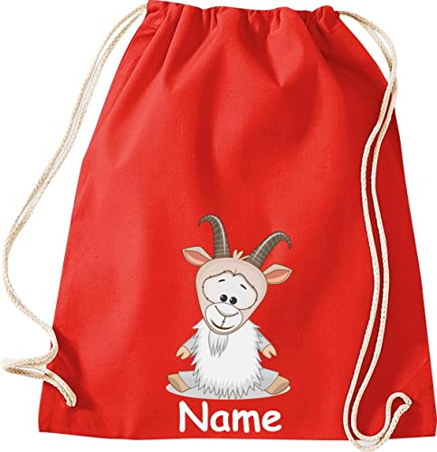 ShirtInStyle Turnbeutel, Tiere Ziege mit Wunschnamen, Kinder, Stoffbeutel, Kinderrucksack, Jute, Gymsack, Farbe Rot ShirtInStyle Turnbeutel, Tiere Ziege mit Wunschnamen, Kinder, Stoffbeutel, Kinderrucksack, Jute, Gymsack, Farbe Rot von ShirtInStyle