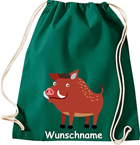 ShirtInStyle Turnbeutel, Wildschwein mit Wunschnamen, Kinder, Wunschtext, Wunschname, Text, Name, Stoffbeutel, Kinderrucksack, Jute, Gymsack, Farbe Gruen ShirtInStyle Turnbeutel, Wildschwein mit Wunschnamen, Kinder, Wunschtext, Wunschname, Text, Name, Stoffbeutel, Kinderrucksack, Jute, Gymsack, Farbe Gruen von ShirtInStyle