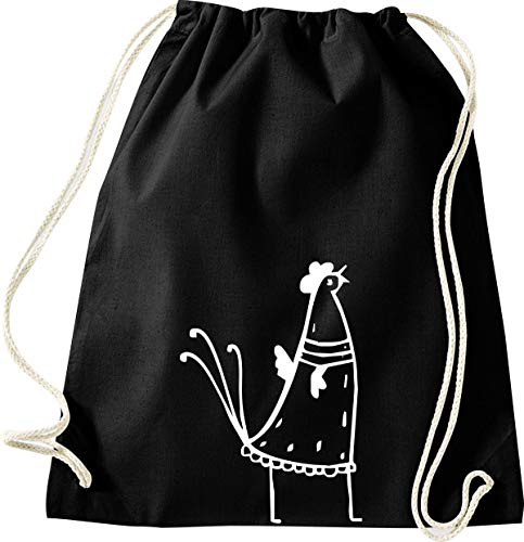 ShirtInStyle Turnbeutel Lustige Tiere Huhn Hähne Hahn Gymsack, Beutel, Tasche, Schwarz ShirtInStyle Turnbeutel Lustige Tiere Huhn Hähne Hahn Gymsack, Beutel, Tasche, Schwarz von ShirtInStyle