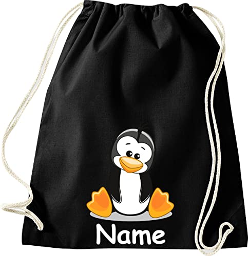 ShirtInStyle Turnbeutel Tiere Pinguin mit Wunschnamen, Kinder, Stoffbeutel, Kinderrucksack, Jute, Gymsack, Farbe Schwarz ShirtInStyle Turnbeutel Tiere Pinguin mit Wunschnamen, Kinder, Stoffbeutel, Kinderrucksack, Jute, Gymsack, Farbe Schwarz von ShirtInStyle
