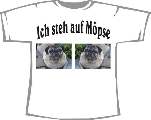 Ich steh auf Möpse; Fun T-Shirt weiß, Gr. XL Ich steh auf Möpse; Fun T-Shirt weiß, Gr. XL von ShirtShop-Saar