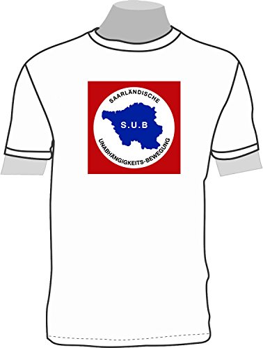 S.U.B. SAARLÄNDISCHE UNABHÄNGIGKEITSBEWEGUNG; T-Shirt; weiß; Unisex; 54/56; Gr. XL S.U.B. SAARLÄNDISCHE UNABHÄNGIGKEITSBEWEGUNG; T-Shirt; weiß; Unisex; 54/56; Gr. XL von ShirtShop-Saar