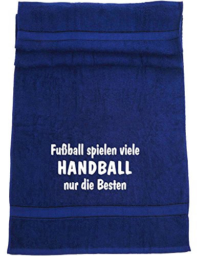 ShirtShop-Saar Fußball Spielen viele, Handball nur die Besten; Badetuch Sport, dunkelblau von ShirtShop-Saar