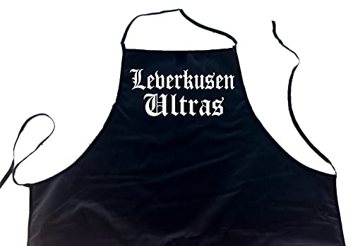 ShirtShop-Saar Leverkusen Ultras; Städte Schürze (Latzschürze - Grillen, Kochen, Berufsbekleidung, Kochschürze), schwarz von ShirtShop-Saar