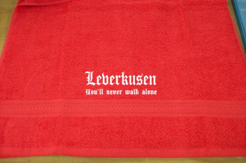 ShirtShop-Saar Leverkusen - You'll Never Walk Alone; Badetuch, rot von ShirtShop-Saar