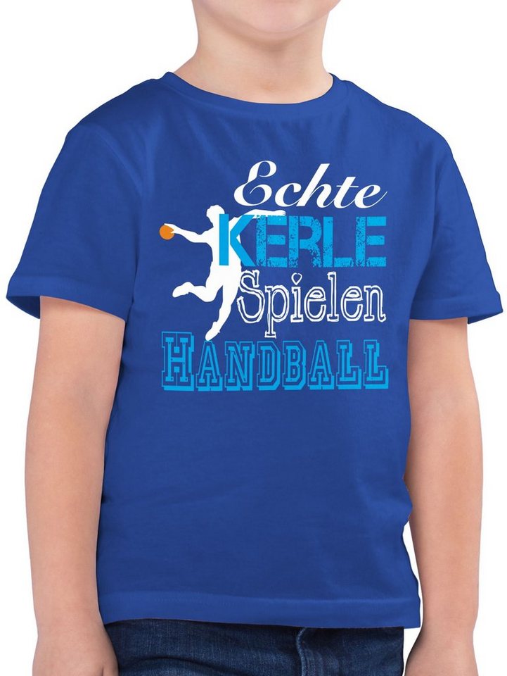 Shirtracer T-Shirt Echte Kerle Spielen Handball weiß (1-tlg) Kinder Sport Kleidung von Shirtracer