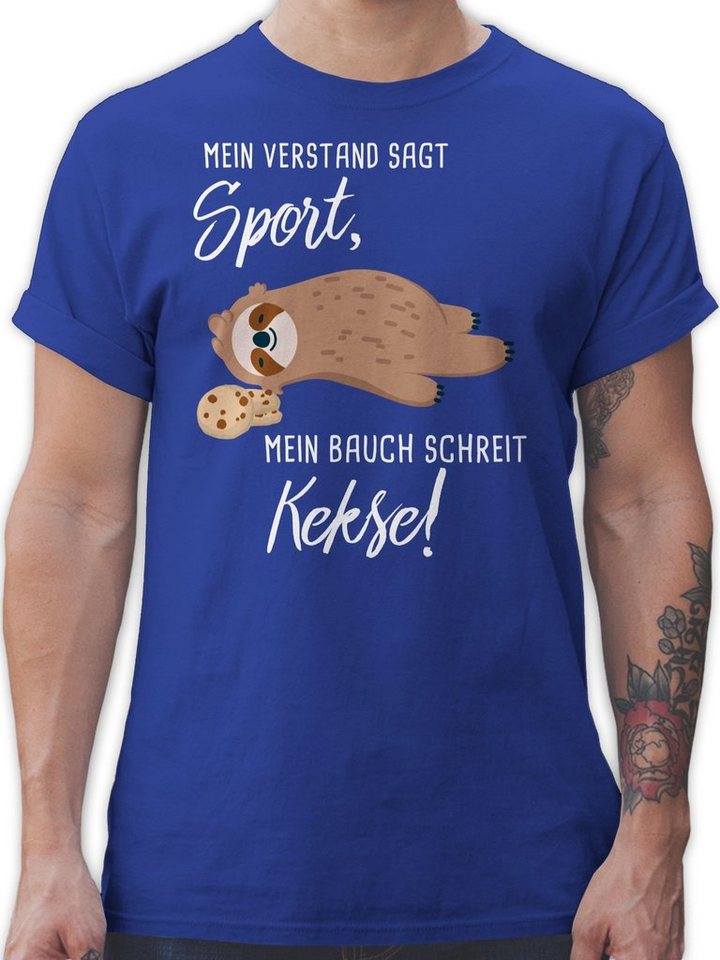 Shirtracer T-Shirt Mein Bauch schreit Kekse! Faultier Sprüche Statement Shirtracer T-Shirt Mein Bauch schreit Kekse! Faultier Sprüche Statement von Shirtracer