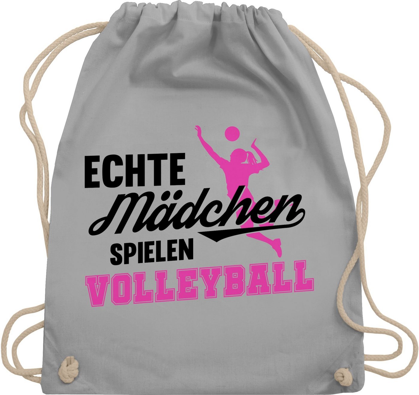 Shirtracer Turnbeutel Echte Mädchen spielen Volleyball schwarz / fuchsia, Volleyball Geschenke von Shirtracer