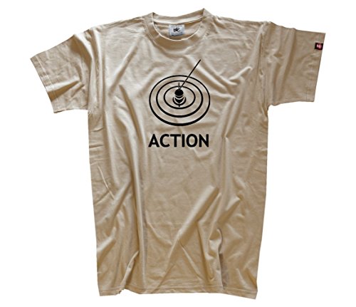 Shirtzshop Herren Action-Angeln Angler Angel T-Shirt, Beige, XXXL von Shirtzshop
