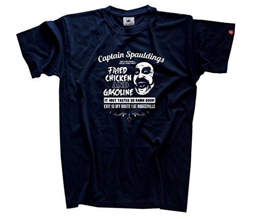 Shirtzshop Herren Captain Spauldings Fried Chicken and Gasoline T-Shirt, Navy, XL Shirtzshop Herren Captain Spauldings Fried Chicken and Gasoline T-Shirt, Navy, XL von Shirtzshop