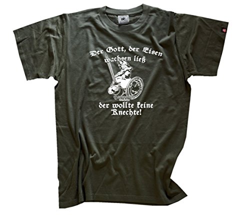 Shirtzshop Herren Der Gott der Eisen wachsen ließ der wollte Keine Knechte-Arminius Hermann T-Shirt, Olive, XL von Shirtzshop