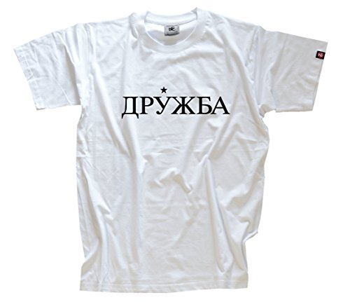Shirtzshop Herren Druschba-Freundschaft-Russland Russisch T-Shirt L, Weiß, L von Shirtzshop