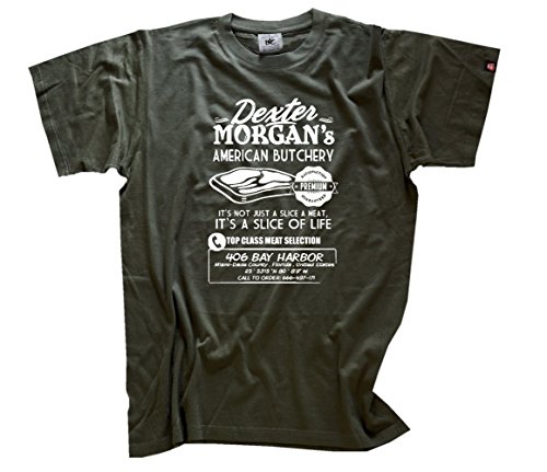 Shirtzshop Herren Famous Movie-Dexter Morgans American Butchery II T-Shirt Olive XL Shirtzshop Herren Famous Movie-Dexter Morgans American Butchery II T-Shirt Olive XL von Shirtzshop