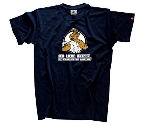 Shirtzshop Herren Ich Liebe Katzen-die schmecken wie Hühnchen Bild T-Shirt, Navy, M Shirtzshop Herren Ich Liebe Katzen-die schmecken wie Hühnchen Bild T-Shirt, Navy, M von Shirtzshop
