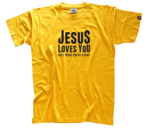 Shirtzshop Herren Jesus Loves but I Think You Are a cunt T-Shirt, Gelb, L Shirtzshop Herren Jesus Loves but I Think You Are a cunt T-Shirt, Gelb, L von Shirtzshop