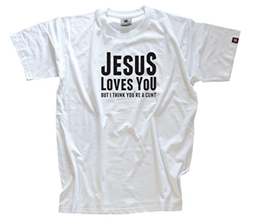 Shirtzshop Herren Jesus Loves but I Think You Are a cunt T-Shirt, Weiß, M Shirtzshop Herren Jesus Loves but I Think You Are a cunt T-Shirt, Weiß, M von Shirtzshop