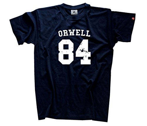 Shirtzshop Herren Orwell 84-University Style T-Shirt, Navy, M Shirtzshop Herren Orwell 84-University Style T-Shirt, Navy, M von Shirtzshop