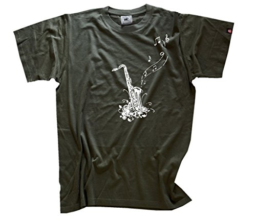 Shirtzshop Herren Saxophone Big Print T-Shirt Olive S Shirtzshop Herren Saxophone Big Print T-Shirt Olive S von Shirtzshop