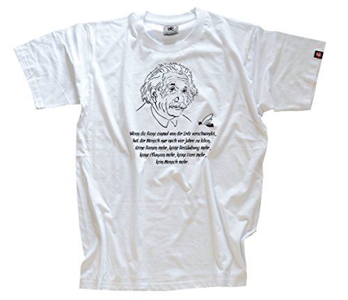 Shirtzshop Herren Wenn die Biene einmal von der Erde verschwindet-Alber Einstein-Imker Bienenzuechter Honig T-Shirt Weiss XL Shirtzshop Herren Wenn die Biene einmal von der Erde verschwindet-Alber Einstein-Imker Bienenzuechter Honig T-Shirt Weiss XL von Shirtzshop
