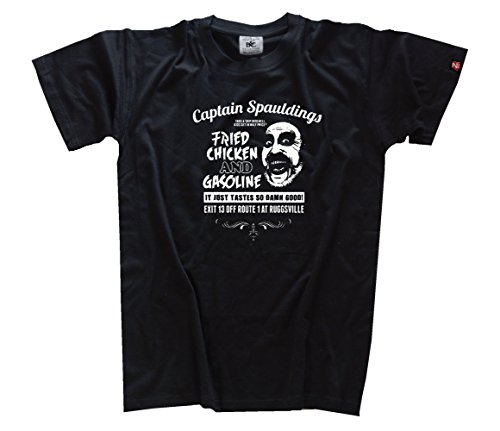 Shirtzshop T-Shirt Movie Topten 09 Captain Spauldings Fried Chicken and Gasoline, Schwarz, XL von Shirtzshop
