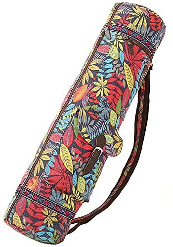 Shiwaki 28 ''Yogamatten-Tasche,gro?e Yoga-Matten-Umh?ngetasche mit durchgehendem Rei?Verschluss, handgefertigt,vollst?ndig gefüttert mit verstellbarem Riemen,Yoga-Geschenk - Ahornblatt von Shiwaki